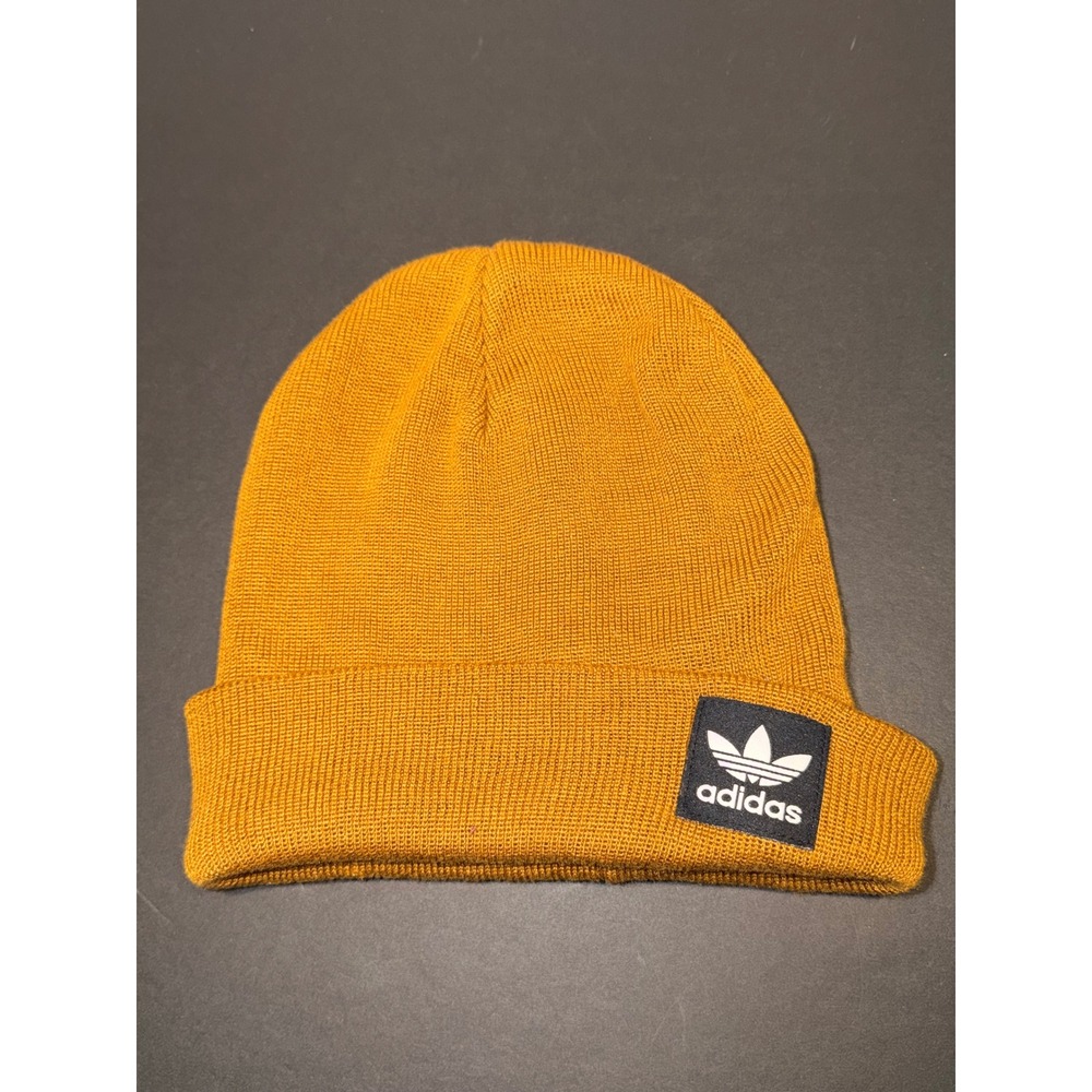 Adidas Originals Trefoil Beanie Mustard Yellow Gold Cuffed Knit Hat  OSFA